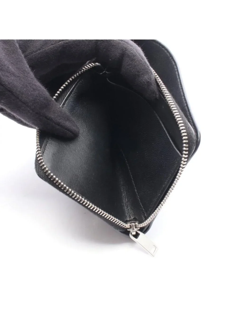★SOLD★ Saint Laurent Paris Bifold Wallet Black Leather East West Zip - Picture 4 of 6